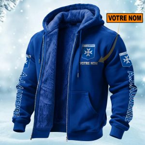 AJ Auxerre – Hoodie doublé en polaire Édition Limitée Avec Nom Personnalisé