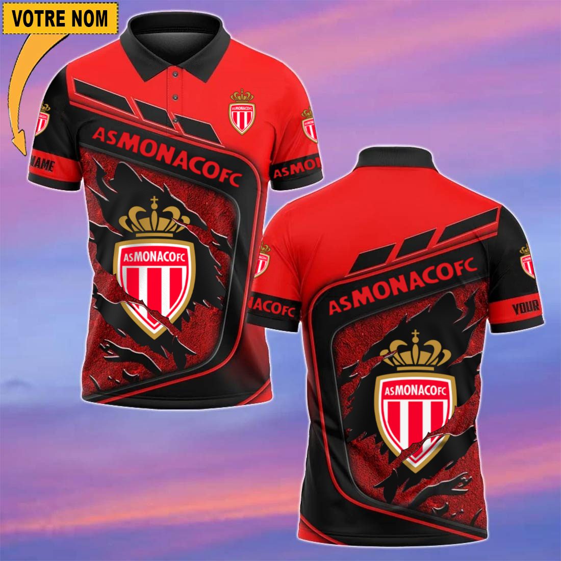 AS Monaco – Chemise polo Nouvelle Version Avec Nom Personnalisé – Image 2