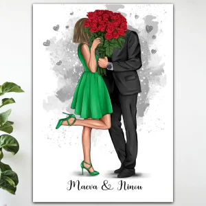 Affiche personnalisée couple – Portrait couple – Idée cadeau saint valentin