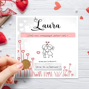 Carte à gratter personnalisée – Demande en mariage originale – Demande en Fiançaillle
