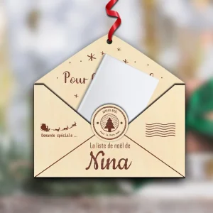 Enveloppe de Noël personnalisée en bois – Liste au Père Noël originale