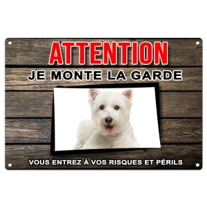 Plaque « Attention au chien » Bichon maltais