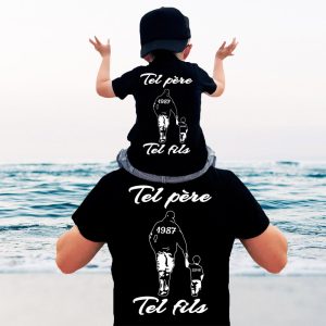 Tee shirt père fils | T-shirt famille assorti | tee shirt date de naissance