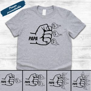tee shirt personnalisé papa – t shirt poing contre poing aux prénoms des enfants