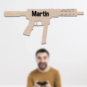 Mitraillette en bois à personnaliser | Déco chambre gamer